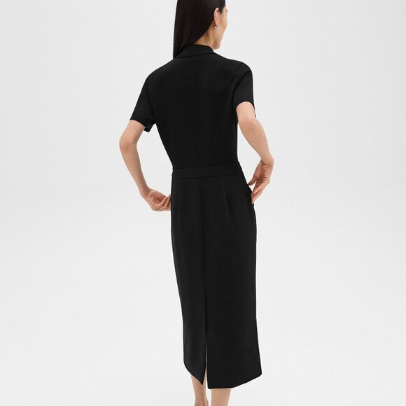 Theory Military Midi Dress in Admiral Crepe Black Size 2 - Picture 2 of 5